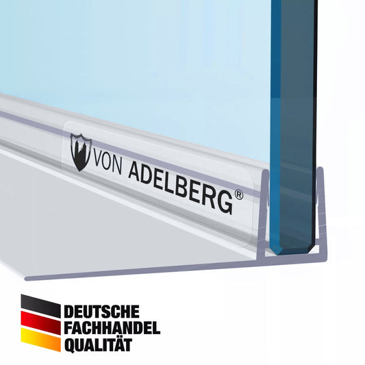 VON ADELBERG Duschdichtung Wasserabweiser Gerade PVC Ersatzdichtung für Dusche Typ: VA004-30 - Länge: 70 bis 200 cm - Glasstärke: 9 bis 10 mm, Länge: 200 cm