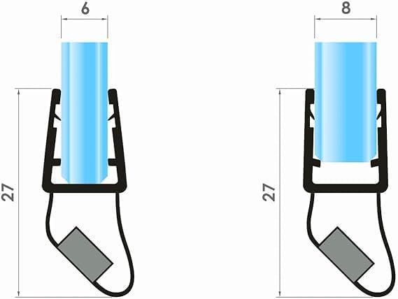 Duschdichtung Magnetduschdichtung Wasserabweiser Ersatzdichtung für Duschtür Typ: VA008AG - 2 Stück - Länge: 200 cm - Glasstärke: 6 bis 8 mm - Profil-Profi