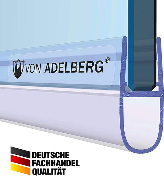 VON ADELBERG Duschdichtung Wasserabweiser Gerade PVC Ersatzdichtung für Dusche Typ: VA007L - Länge: 70bis 200 cm - Glasstärke: 6 bis 8 mm - Profil-Profi