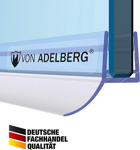 VON ADELBERG Duschdichtung Wasserabweiser Gerade PVC Ersatzdichtung für Dusche Typ: VA055 - Länge: 70 bis 200 cm - Glasstärke: 6 bis 8 mm - Profil-Profi